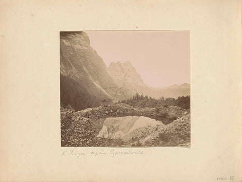 Mount Eiger near Grindelwald, in a foreground a lake, anonymous, 1850 - 1876 Canvas Print