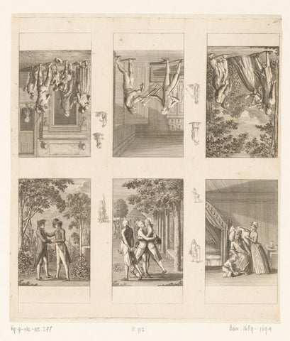 Six performances on sincerity and hypocrisy, Daniel Nikolaus Chodowiecki, 1793 Canvas Print