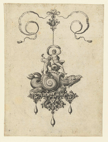 Pendant with cochlea, Adriaen Collaert, 1582 Canvas Print