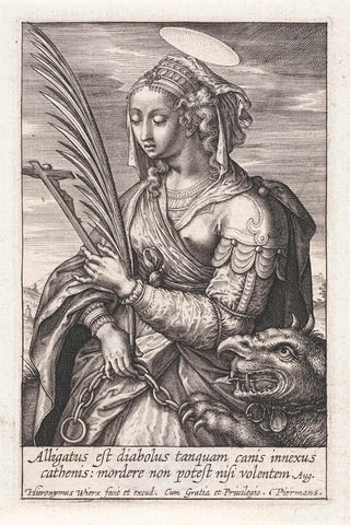 Saint Margaret of Antioch, Hieronymus Wierix, 1563 - before 1619 Canvas Print