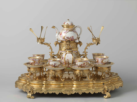 Tea service and stand, Meissener Porzellan Manufaktur, c. 1731 - c. 1732 Canvas Print