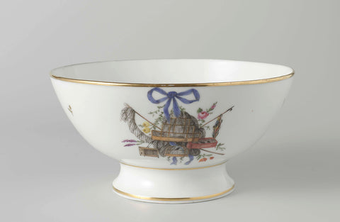 Rinsing bowl with decoration of trophies on tied ribbons, Royal Porcelain Factory Dommer & Co., 1809 - in or before 1814 Canvas Print