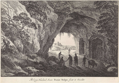 Landscape with a tunnel, Pieter Nolpe, 1623 - 1653 Canvas Print