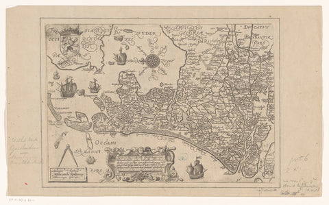 Map of Holland and Utrecht, 1589, Jan Saenredam, 1612 Canvas Print