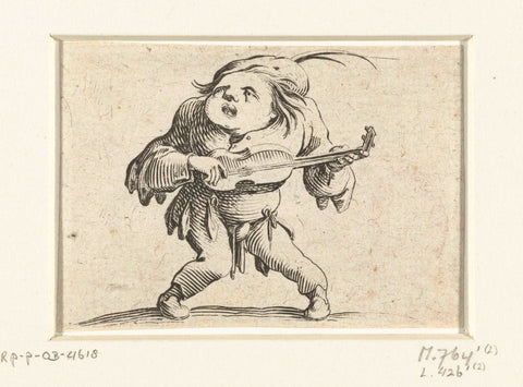 Dwarf with guitar, Jacques Callot, 1621 - 1625 Canvas Print