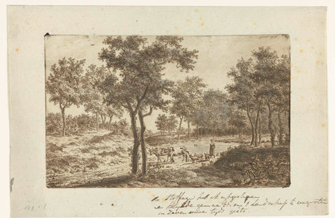 Landscape with shepherdess and herd in front of a pond with two ducks, Ernst Willem Jan Bagelaar, 1818 Canvas Print