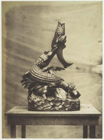 Design for a fountain with a crocodile and a fish by André exhibited at the Great Exhibition of the Works of Industry of All Nations of 1851 in London, C.M. Ferrier & F. von Martens (attributed to), 1851 Canvas Print