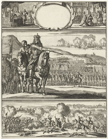 Four scenes from the life of Willem III, Jan Luyken, 1694 Canvas Print