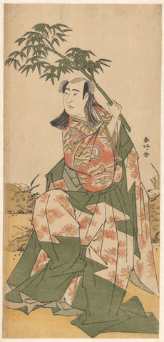 Oda lzuminosuke with bamboo branch, Katsukawa Shunko, 1787 Canvas Print