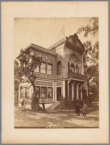 Men posing in front of the Persian house at the 1873 World's Fair in Vienna, Josef Löwy, c. 1873 Canvas Print