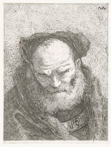 Old man with beard and bowed head, Giovanni Domenico Tiepolo, 1774 Canvas Print