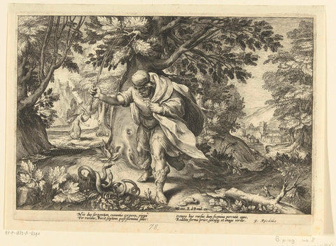 Tiresias strikes two mating snakes, Hendrick Goltzius (workshop of), 1615 Canvas Print