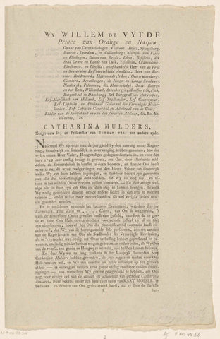 Pamphlet on Willem V and Kaat Mossel, ca. 1784, anonymous, 1783 - 1784 Canvas Print