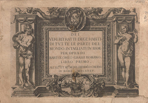 Real portraits of the habits of all parts of the world carved in copper for opra by Bartolomeo Grassi. Book One., Bartolomeo Grassi, 1585 Canvas Print