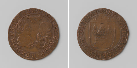 Philip IV and Maria Anna of Austria, King and Queen of Spain, arithmetic medal minted by order of the Court of Auditors of Tournai, anonymous, 1653 Canvas Print