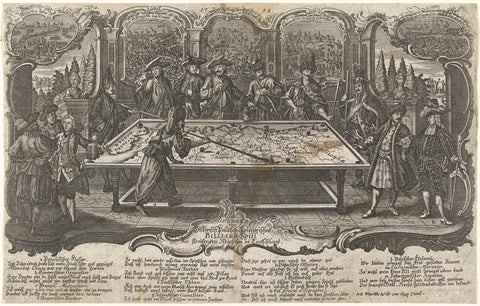 Political billiard game in Germany, 1758, anonymous, 1758 Canvas Print