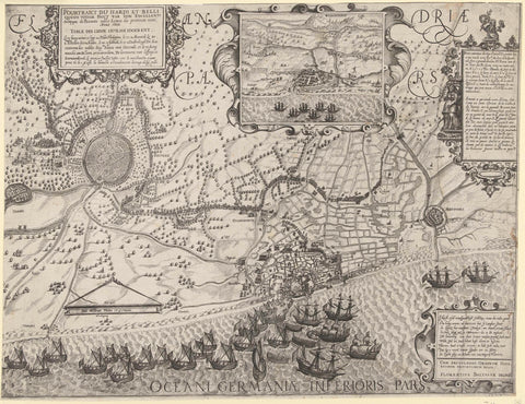 Voyage of Maurice's army to Ostend (right-hand leaf), 1600, Floris Balthasarsz. of Berckenrode, 1616 Canvas Print