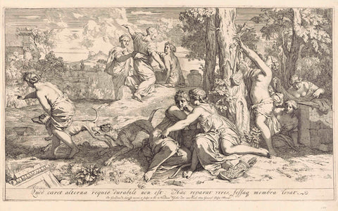 Nymphs rest after hunting, Gerard de Lairesse, 1685 Canvas Print