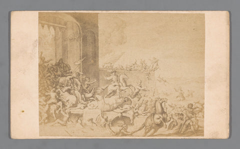 Photo reproduction of an engraving of the attack on Antwerp by the Duke of Anjou in 1583, anonymous, 1850 - 1900 Canvas Print