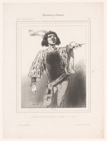 Singing opera singer with dagger, Paul Gavarni, 1844 Canvas Print