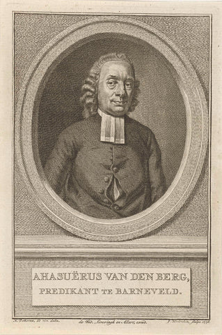 Portret van Ahasverus van den Berg, Jacob Houbraken, 1776 Canvas Print