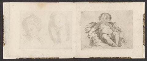 Reclining naked baby, Giuseppe Maria Mitelli, c. 1663 - c. 1666 Canvas Print