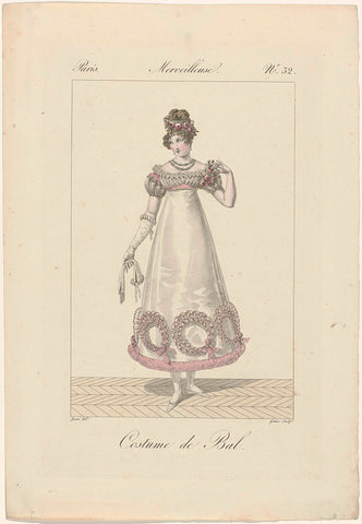 Incroyables et Merveilleuses, 1818, Merveilleuse, No. 32: Costume de Bal., Georges Jacques Gatine, 1818 Canvas Print