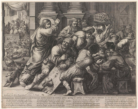 Christ expels the merchants and money changers from the temple, anonymous, 1630 - 1665 Canvas Print