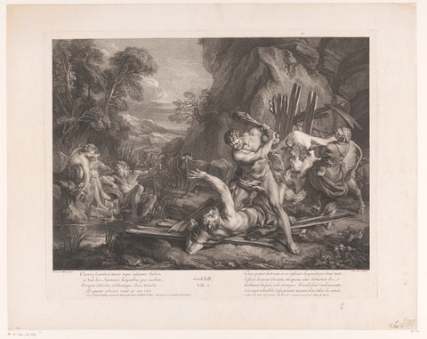 Hercules en Cacus, Laurent Cars, in or before c. 1755 Canvas Print