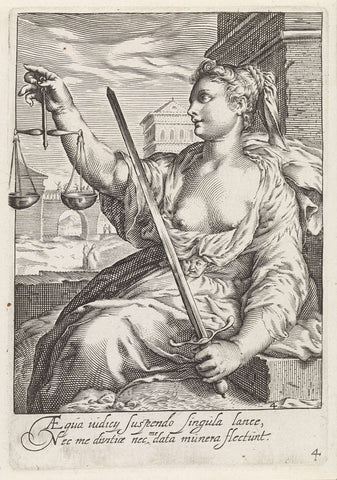 Justice (Justitia), Jacob Matham, 1601 - 1652 Canvas Print