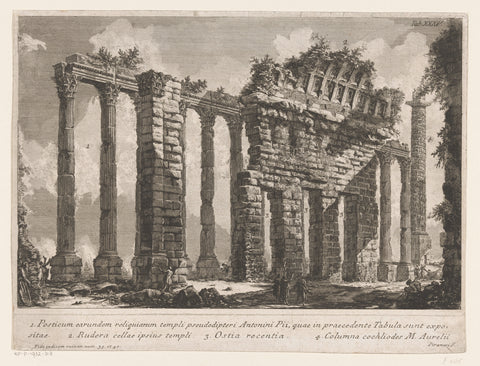 Remains of the Temple of Hadrian in Rome, Giovanni Battista Piranesi, c. 1755 - c. 1762 Canvas Print