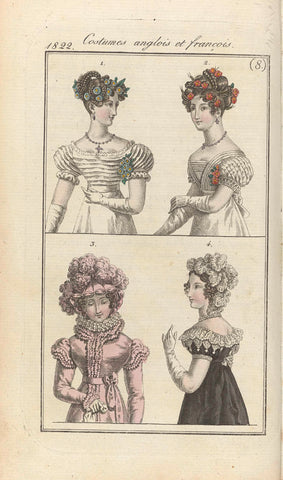 Journal des Dames et des Modes, editie Frankfurt 17 February 1822, Costumes anglois et françois (8), anonymous, 1822 Canvas Print