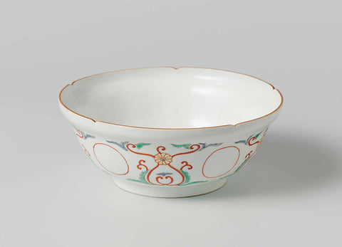 Bowl with embossed trees, deer and floral scrolls, anonymous, c. 1700 - c. 1799 Canvas Print