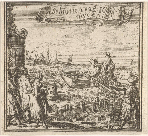 Vaart van Ellert Viscarn in een schuitje van koehuiden van Hoorn naar Danzig, 1558, Romeyn de Hooghe (attributed to), 1704 - 1706 Canvas Print