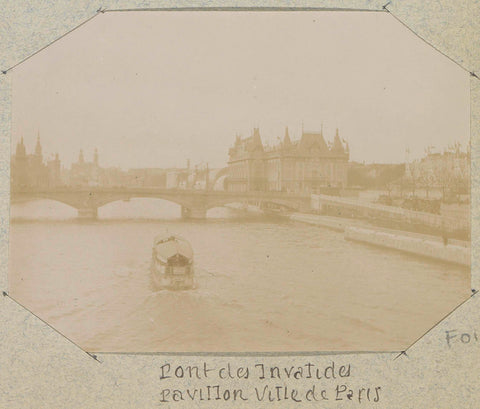 View of the Pont des Invalides and the pavilion of the Ville de Paris during the 1900 World's Fair in Paris, Paul Lucena, 1900 Canvas Print