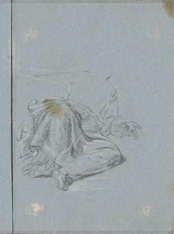 Zittende figuur met draperie om de benen, Lorenzo Baldissera Tiepolo (circle of), c. 1751 Canvas Print