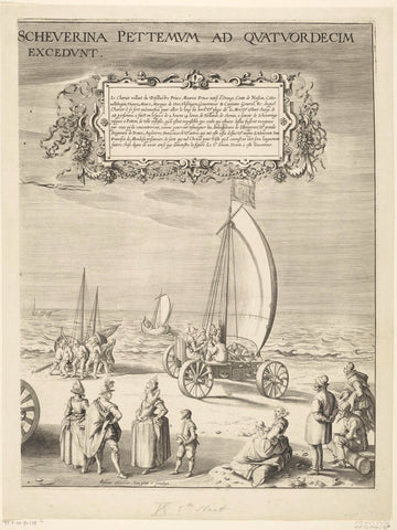 The sailcar of Simon Stevin (right plate), 1602, Willem Isaacsz. of Swanenburg, 1652 Canvas Print