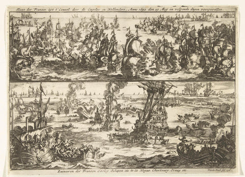 Battle of Cape la Hogue, 1692, Jan Luyken, 1692 - 1694 Canvas Print