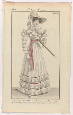 Journal des Dames et des Modes, Costume Parisien, 30 June 1824, (2246): Chapeau de paille d'Itali (...), anonymous, 1824 Canvas Print