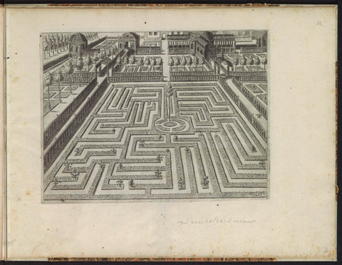 Garden with a rectangular ground floor with a circular compartment with a tree in the center, anonymous, 1615 Canvas Print