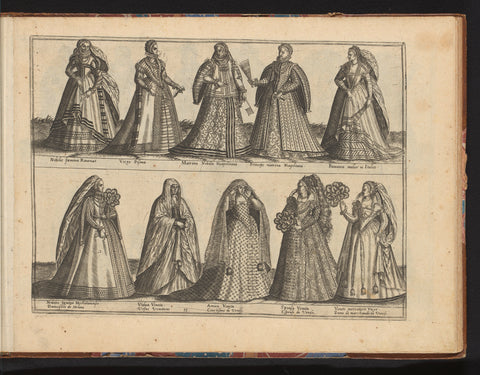 Ten women, dressed according to italian fashion of c. 1580, Abraham de Bruyn, in or before 1581 Canvas Print