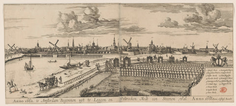 View of Amsterdam, as seen from the eastern bank of the Amstel, anonymous, in or after 1668 - 1672 Canvas Print