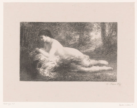 Young woman lies on the water, Henri Fantin-Latour, 1903 Canvas Print