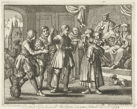 Gerrit Hasepoot from Nijmegen says goodbye to his family, 1556, Jan Luyken, 1685 Canvas Print