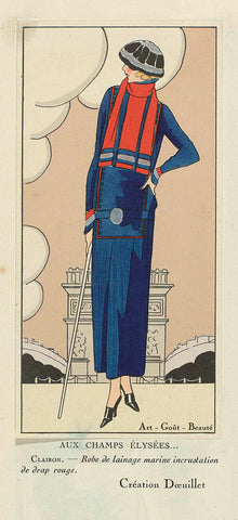 Art - Goût - Beauté, Feuillets de l' élégance féminine, Janvier 1924, No. 41, 4e Année, p. 14 : Aux Champs Elysées, anonymous, 1924 Canvas Print