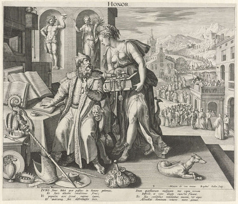 Middle Age Under the Influence of Honor, Raphaël Sadeler (I), 1591 Canvas Print