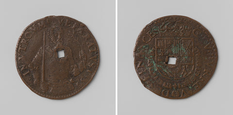 Beginning of peace negotiations between England, Spain and France in Cambrai, calculation medal of the Council of Finance in honor of Philip II, King of Spain, anonymous, 1558 Canvas Print