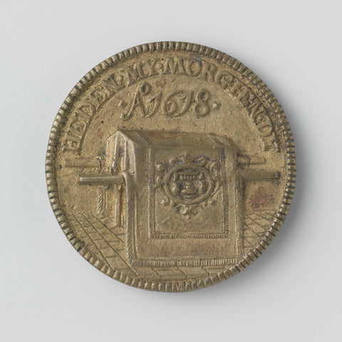 Vettewariersgilde van Middelburg, funeral medal with no. 64, anonymous, 1618 Canvas Print