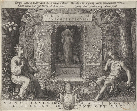 Christ as the Good Shepherd flanked by Pax and Silentium, Johann Sadeler (I), 1600 Canvas Print