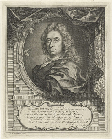 Portret van Pieter Langendijk, Jacob Houbraken (manner of), 1708 - 1780 Canvas Print